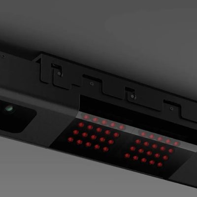 Uneekor QED overhead launch monitor for a permanent indoor golf simulator bay